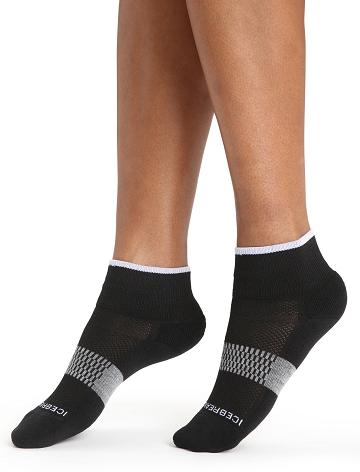 Black / Snow Women's Icebreaker Merino Multisport Light Mini Socks | USA 1416RVDW